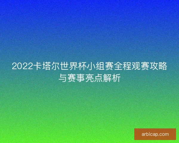 2022卡塔尔世界杯小组赛全程观赛攻略与赛事亮点解析